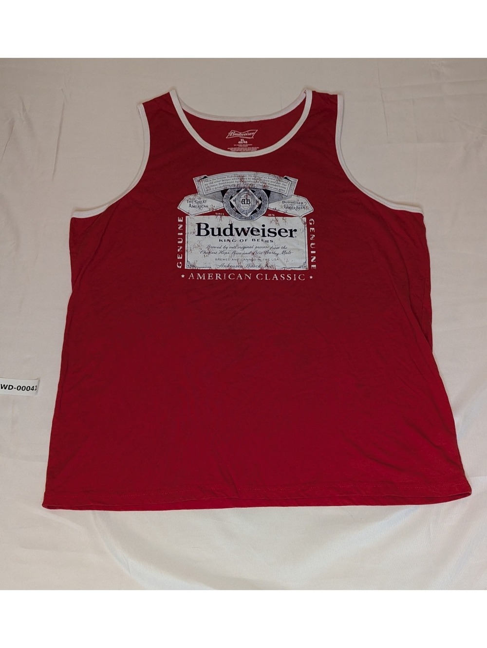 Budweiser American Classic Tank Top Men’s XL Red White Ringer Graphic
